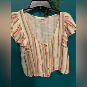 american eagle shirt sleeve color striped top